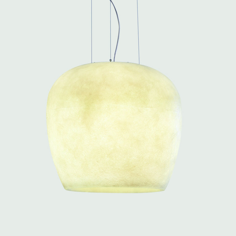 Handmade Suspension Light by Zaneen Shop - A irregular bell shape pendant on a natural fiber glass finish.