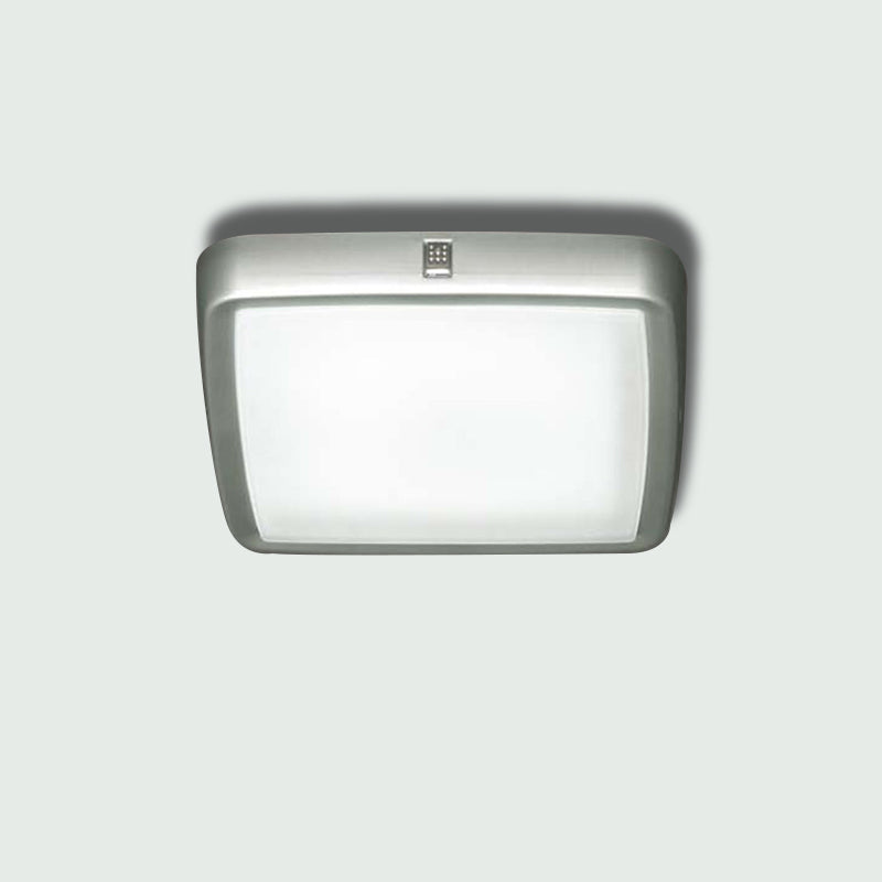 Sq-Easy Ceiling Light by Zaneen Shop - A light-gray colored contemporary square ceiling light that features an aluminum base and a glass diffuser.