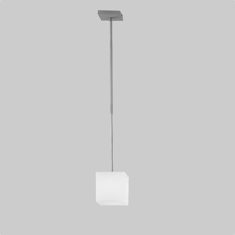 Kubik Suspension Light by Zaneen Shop - A A cubic shaped pendant lamp with a milky white finish due to the five-layered hand-blown glass.