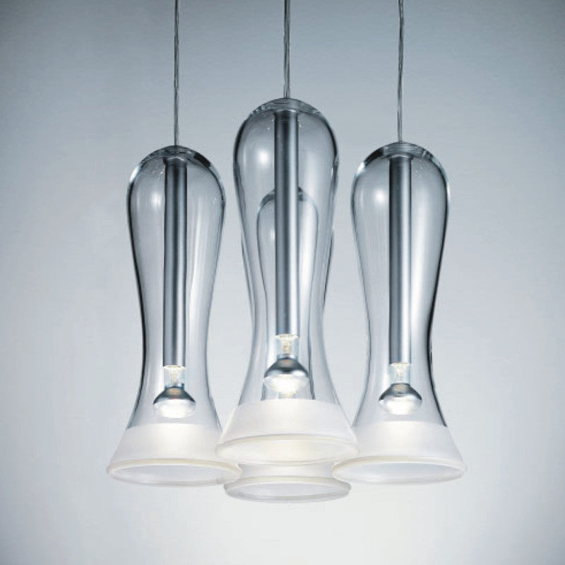 Blues Suspension Light by Zaneen Shop - Pedant light featuring four elongated bell shape lights in metallic gray finish.  