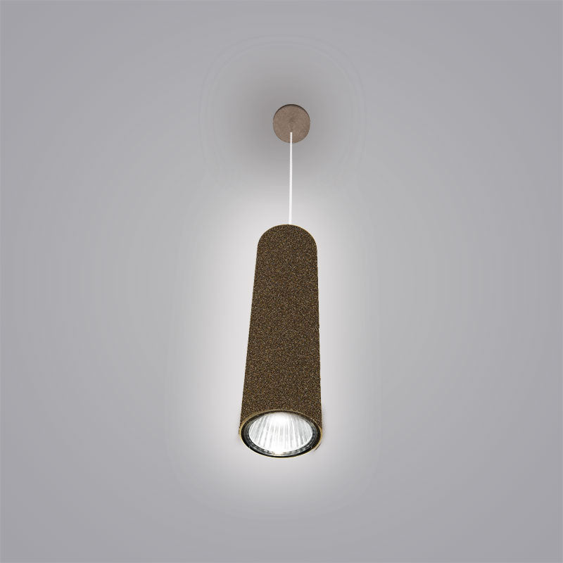 One Suspension Light by Zaneen Shop - A cylindrical pendant light with a beautiful metallized brown finish.