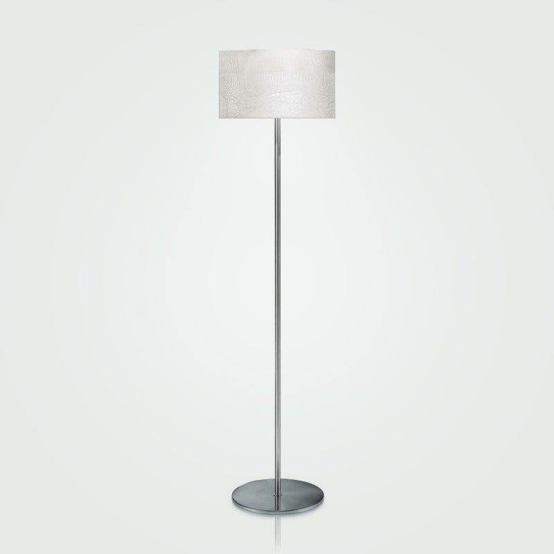 Debut Floor Lamp by Zaneen Shop - A  white crocodile leather cylinder shape light fixture.