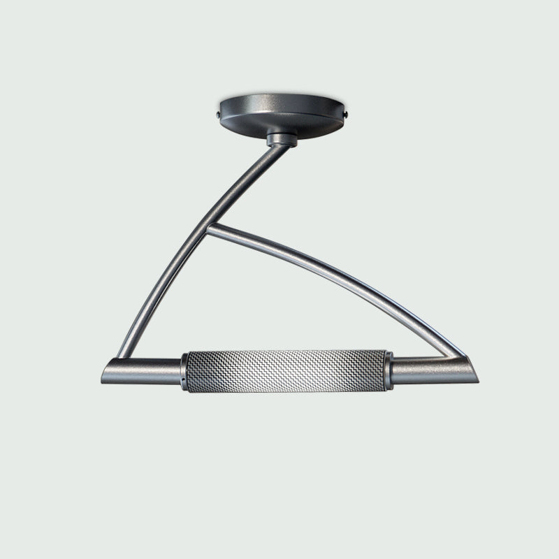 Wings Ceiling Light by Zaneen Shop - A metallic gray abstract ceiling light that resembles the shape of a triangle shaped handle.