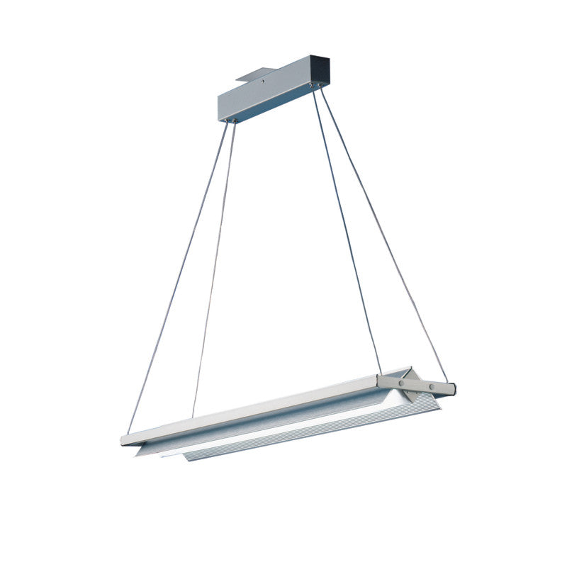 Loft F Suspension Light by Zaneen Shop - A brushed aluminum rectangular shape fixture with a folded downward panel.