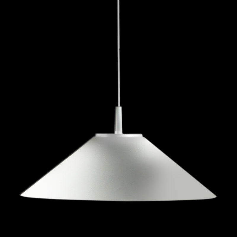 Hat Suspension Light by Zaneen Shop - A white-colored cone shape light fixture. 