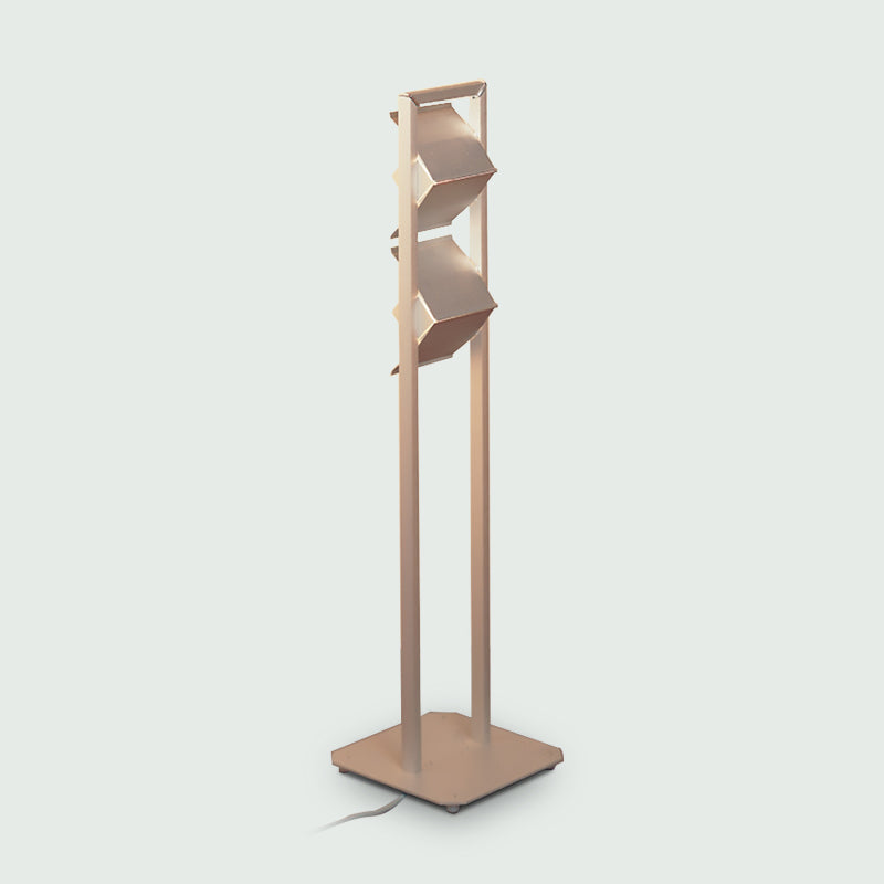 Loft Floor Lamp by Zaneen Shop - A brushed aluminum rectangle fixture, with two square shaped panel lights at the top.