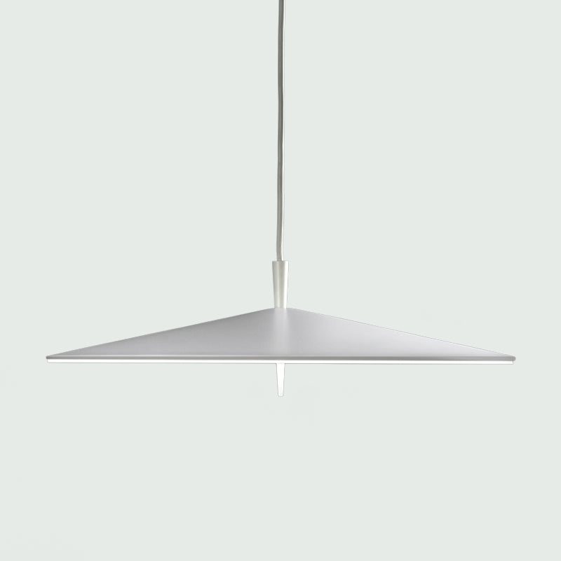 Pla Suspension Light by Zaneen Shop - A thin, flat cone shaped pendant lamp in white colored finish.