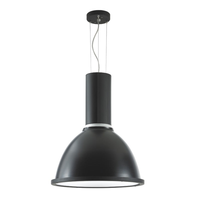 Qso Ceiling Light by Zaneen Shop - A black colored Dome shape pendant light, with a cylinder stem on top.